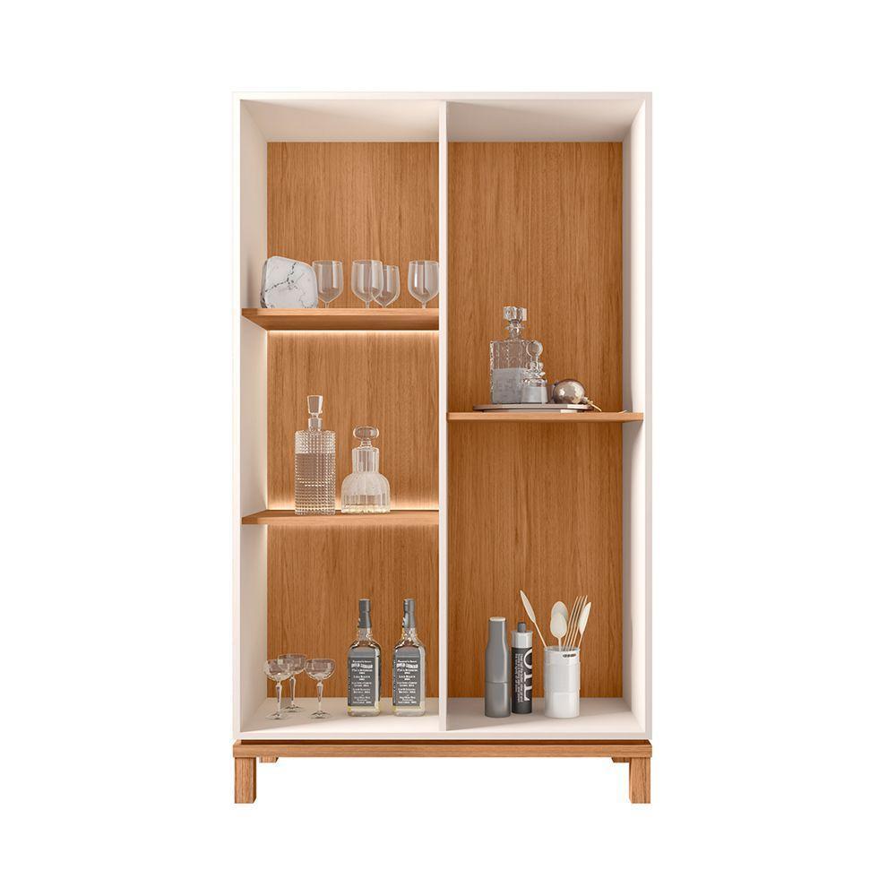 Cristaleira De Vidro Com Led Para Sala Visari C01 - D'rossi Off White-freijó - 4