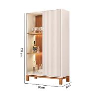 Cristaleira De Vidro Com Led Para Sala Visari C01 - D'rossi Off White-freijó - 3