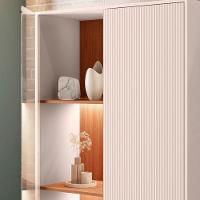 Cristaleira De Vidro Com Led Para Sala Visari C01 - D'rossi Off White-freijó - 7