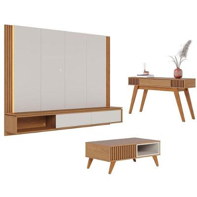 Home Suspenso Loa Off White Freijó Com Mesa De Centro Jeri Freijó Off White E Aparador Riviera Freijó - Colibri