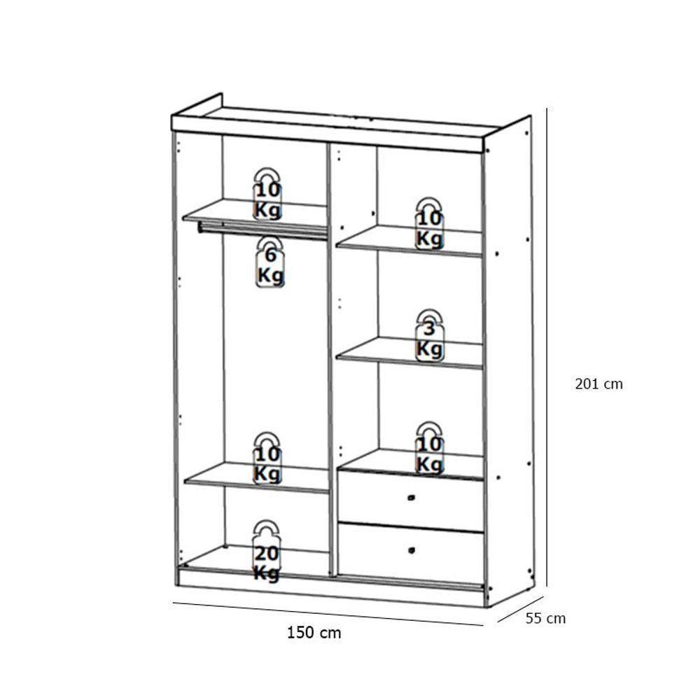 Guarda Roupa Solteiro Star 4 Portas Capuccino Off White Acetinado - Thb - 3