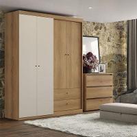 Guarda Roupa Solteiro Star 4 Portas Capuccino Off White Acetinado - Thb - 4