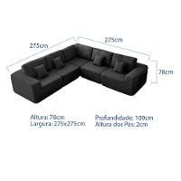 Kit Sofá Modular 5 Lugares Moderno Curvo Orgânico Adapt Linho - Amarena Móveis Preto - 3