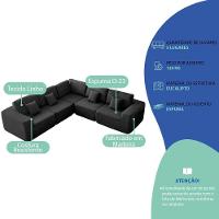 Kit Sofá Modular 5 Lugares Moderno Curvo Orgânico Adapt Linho - Amarena Móveis Preto