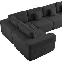 Kit Sofá Modular 5 Lugares Moderno Curvo Orgânico Adapt Linho - Amarena Móveis Preto - 9