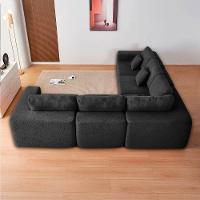 Kit Sofá Modular 5 Lugares Moderno Curvo Orgânico Adapt Linho - Amarena Móveis Preto - 10