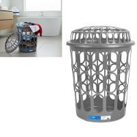 Cesto Roupas Suja 30 Litros Organizador Telado Redondo Multiuso Tampa Lavanderia Banheiro Quarto Rouperio Reforcado Lixe - 3