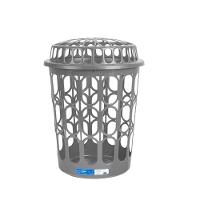 Cesto Roupas Suja 30 Litros Organizador Telado Redondo Multiuso Tampa Lavanderia Banheiro Quarto Rouperio Reforcado Lixe - 6