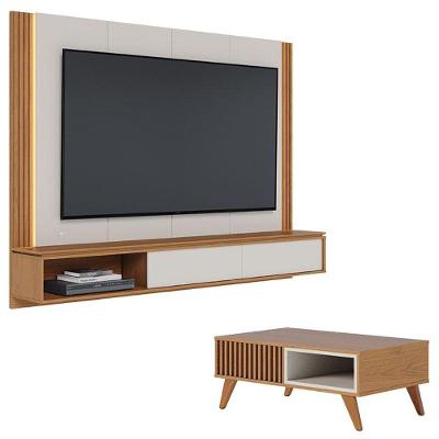 Home Suspenso Loa Off White Freijó Com Mesa De Centro Jeri Freijó Off White - Colibri