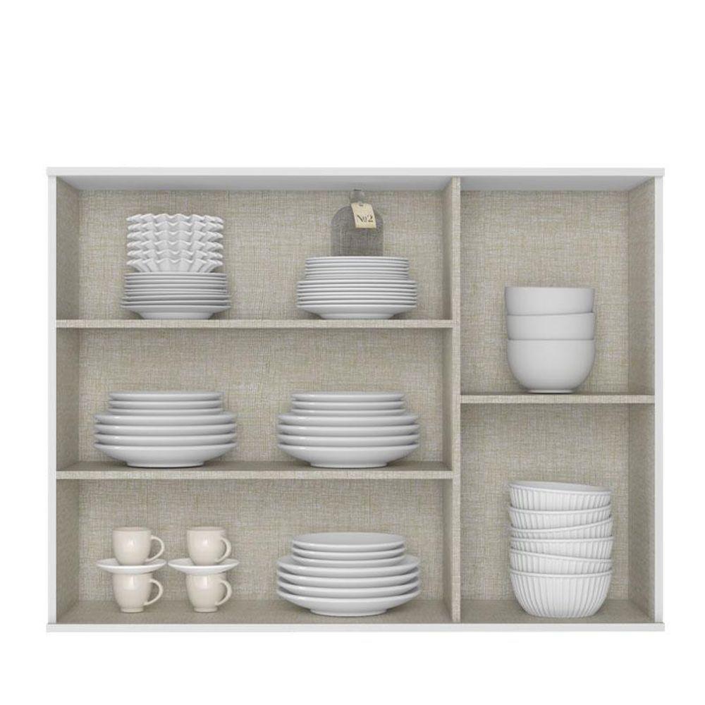 Armário Aéreo 120 Cm 3 Portas Com Vidro Classy Branco - Thb - 2