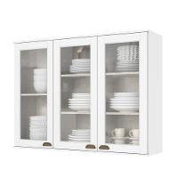 Armário Aéreo 120 Cm 3 Portas Com Vidro Classy Branco - Thb - 1