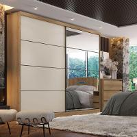 Guarda Roupa Casal Málaga Full Glass 2 Portas Capuccino Off White Acetinado - Thb - 4