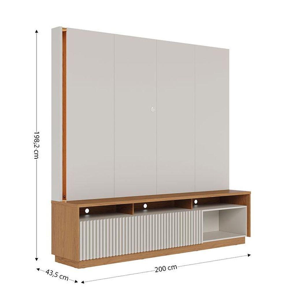 Estante Home Theater Jordão Com Mesa De Centro Jeri Off White Freijó E Aparador Riviera Freijó - Colibri - 4