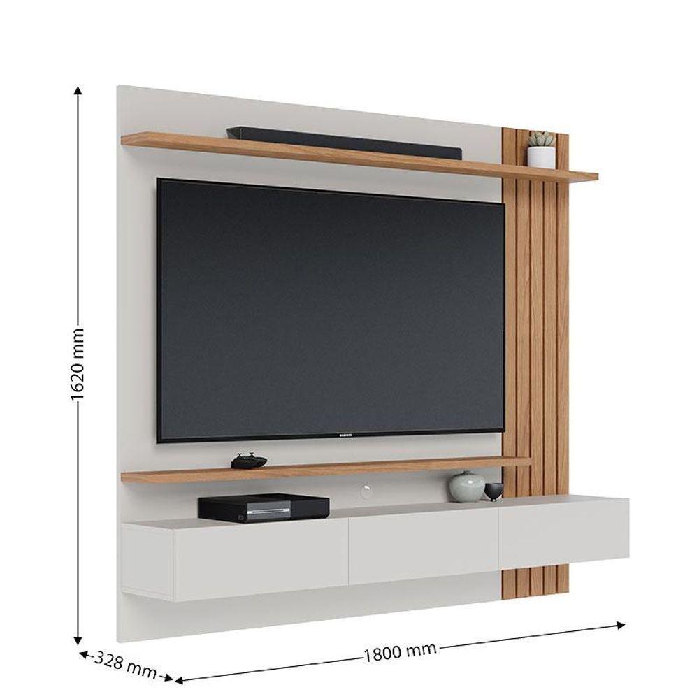 Painel Para Tv Home Suspenso Juriti 1.8 Off White Matte Freijó Com Mesa De Centro Jeri Freijó Off White - Colibri - 4