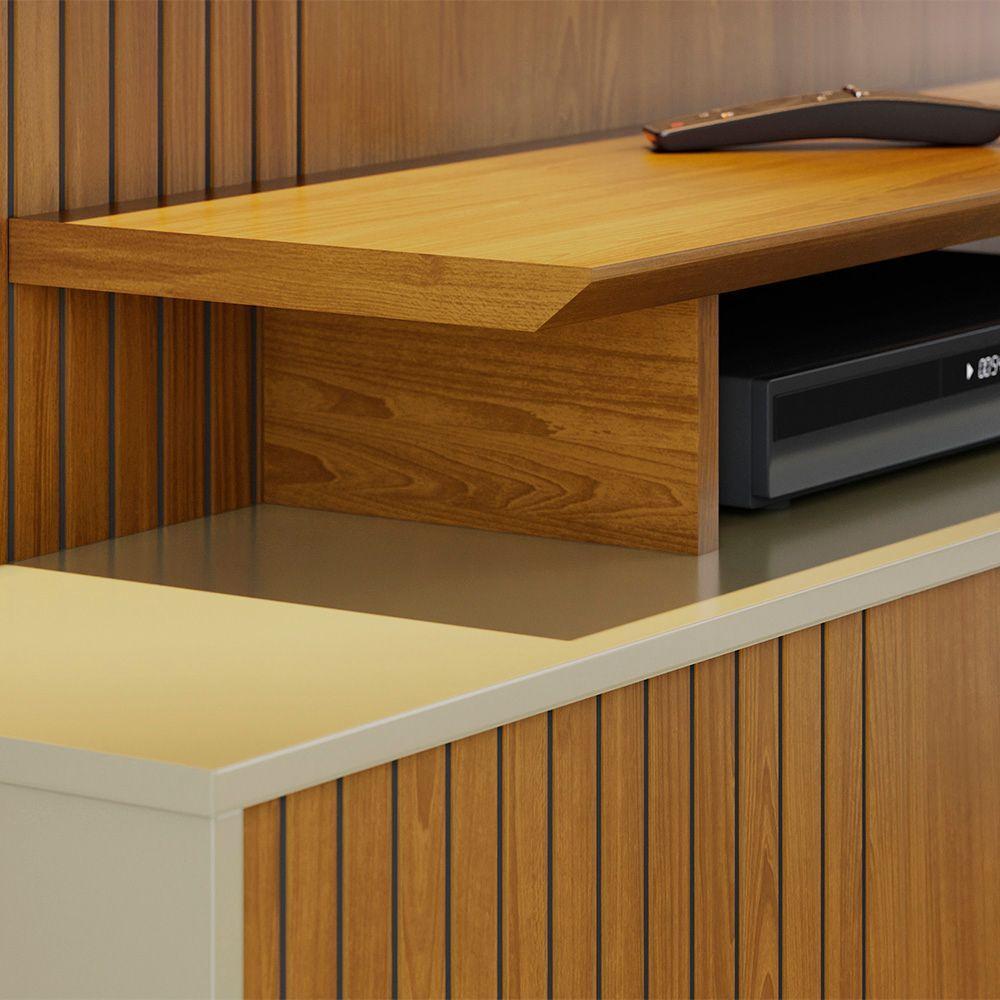 Estante De Tv 65 Pol 160cm Com Rodízio Para Sala Quirel Cumaru-opala M20 - D'rossi - 4