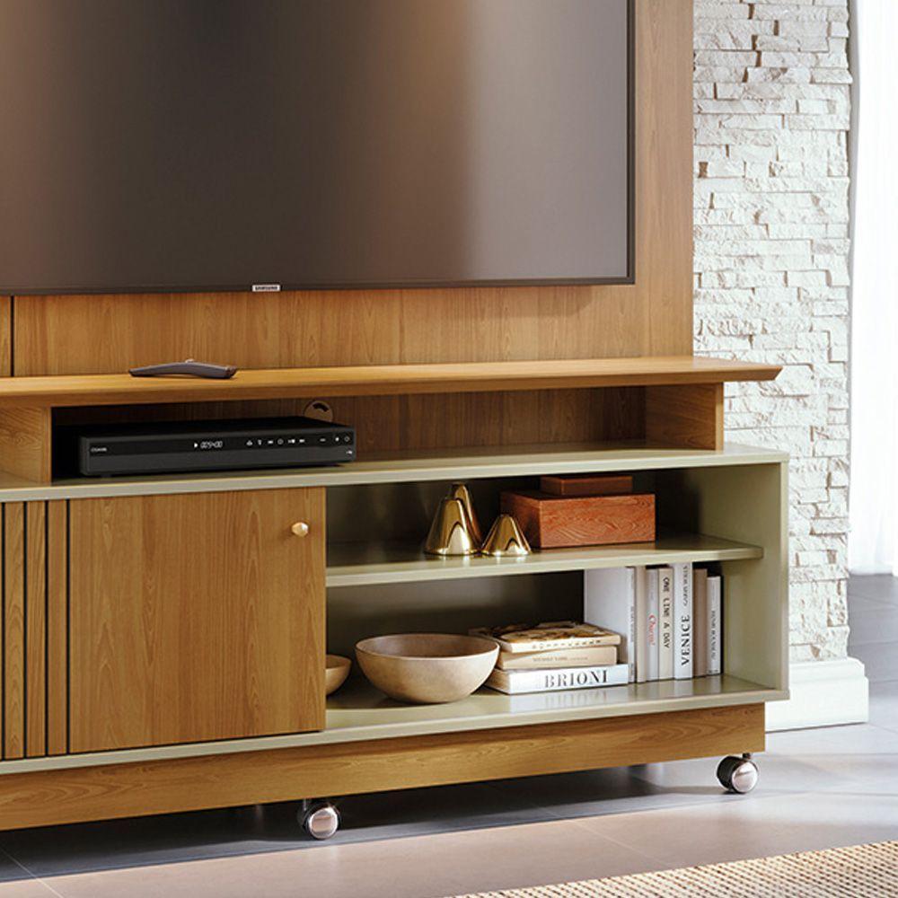 Estante De Tv 65 Pol 160cm Com Rodízio Para Sala Quirel Cumaru-opala M20 - D'rossi - 5