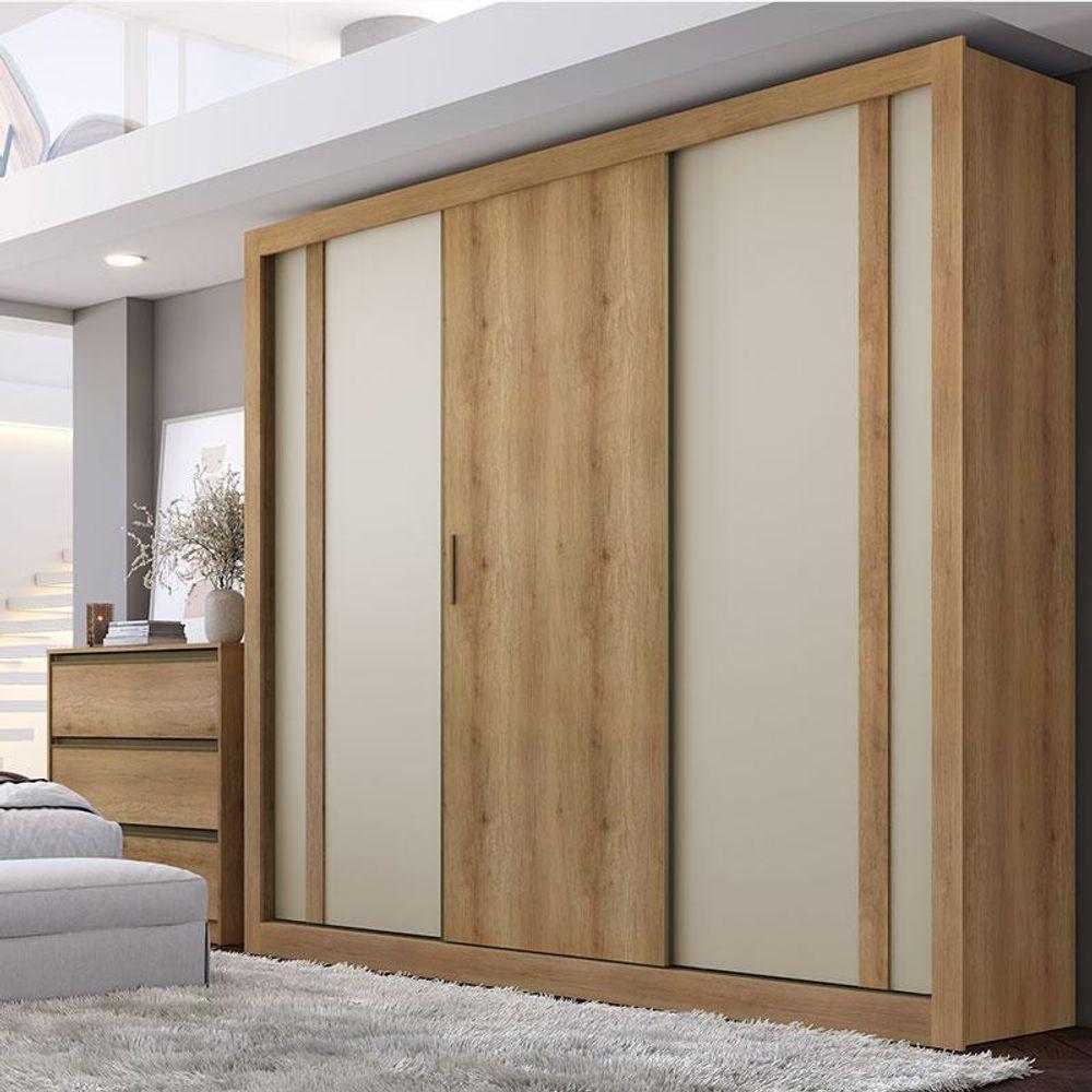 Guarda Roupa Casal Ibiza 3 Portas Capuccino Cacau Off White Flex - Thb - 6