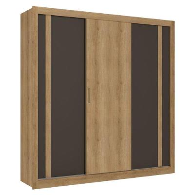 Guarda Roupa Casal Ibiza 3 Portas Capuccino Cacau Off White Flex - Thb