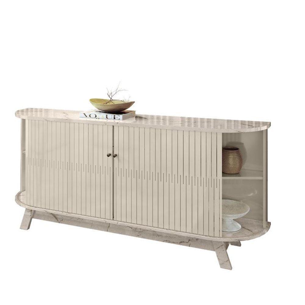 Rack Bancada Artur Com Aparador Para Sala Buffet Mônaco Calacata Off White - Madetec - 4