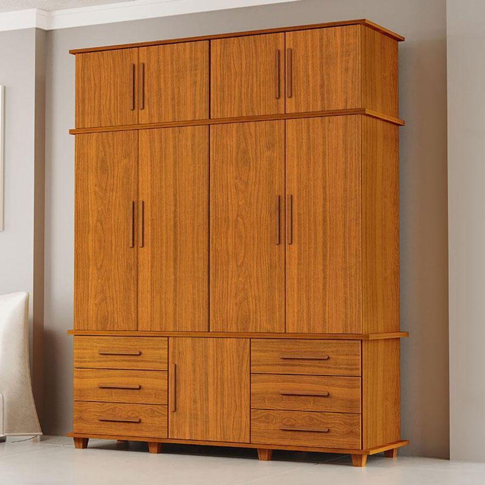 Guarda Roupa Casal Londres 4 Portas Ambiente Freijó - Luapa Móveis - 1