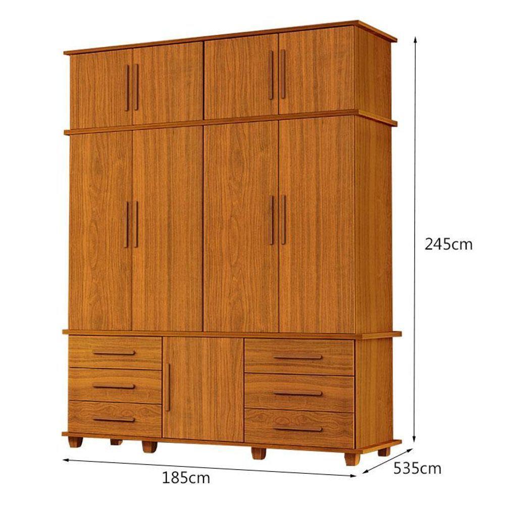 Guarda Roupa Casal Londres 4 Portas Ambiente Freijó - Luapa Móveis - 4