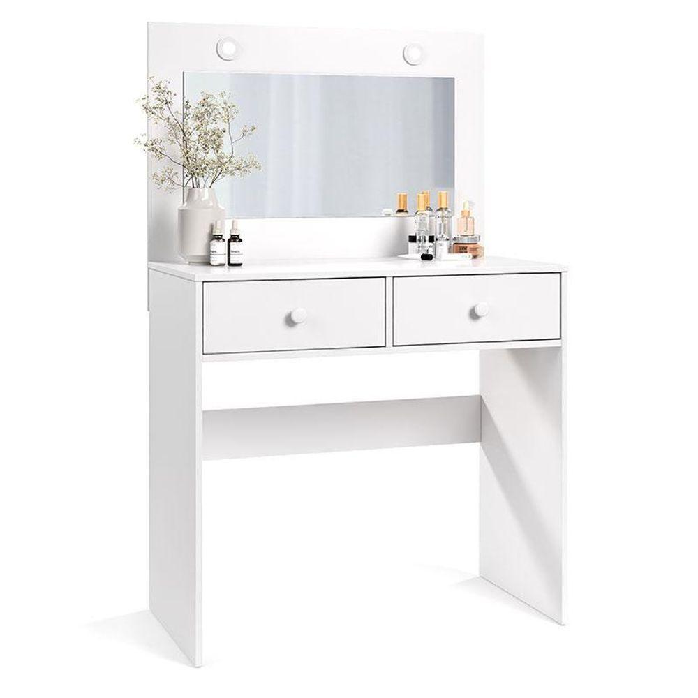 Penteadeira Camarim E Banqueta Maia Com Almofada Branco - Luapa Móveis - 2