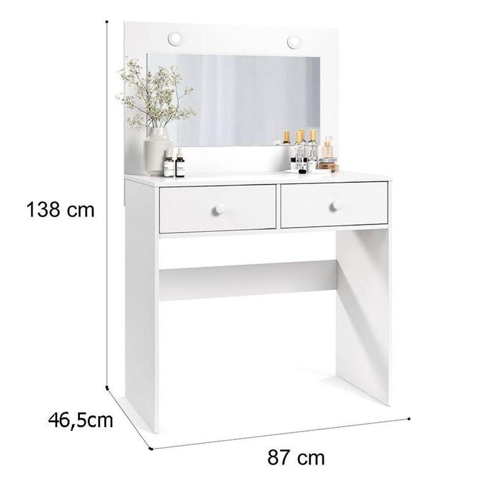 Penteadeira Camarim E Banqueta Maia Com Almofada Branco - Luapa Móveis - 4