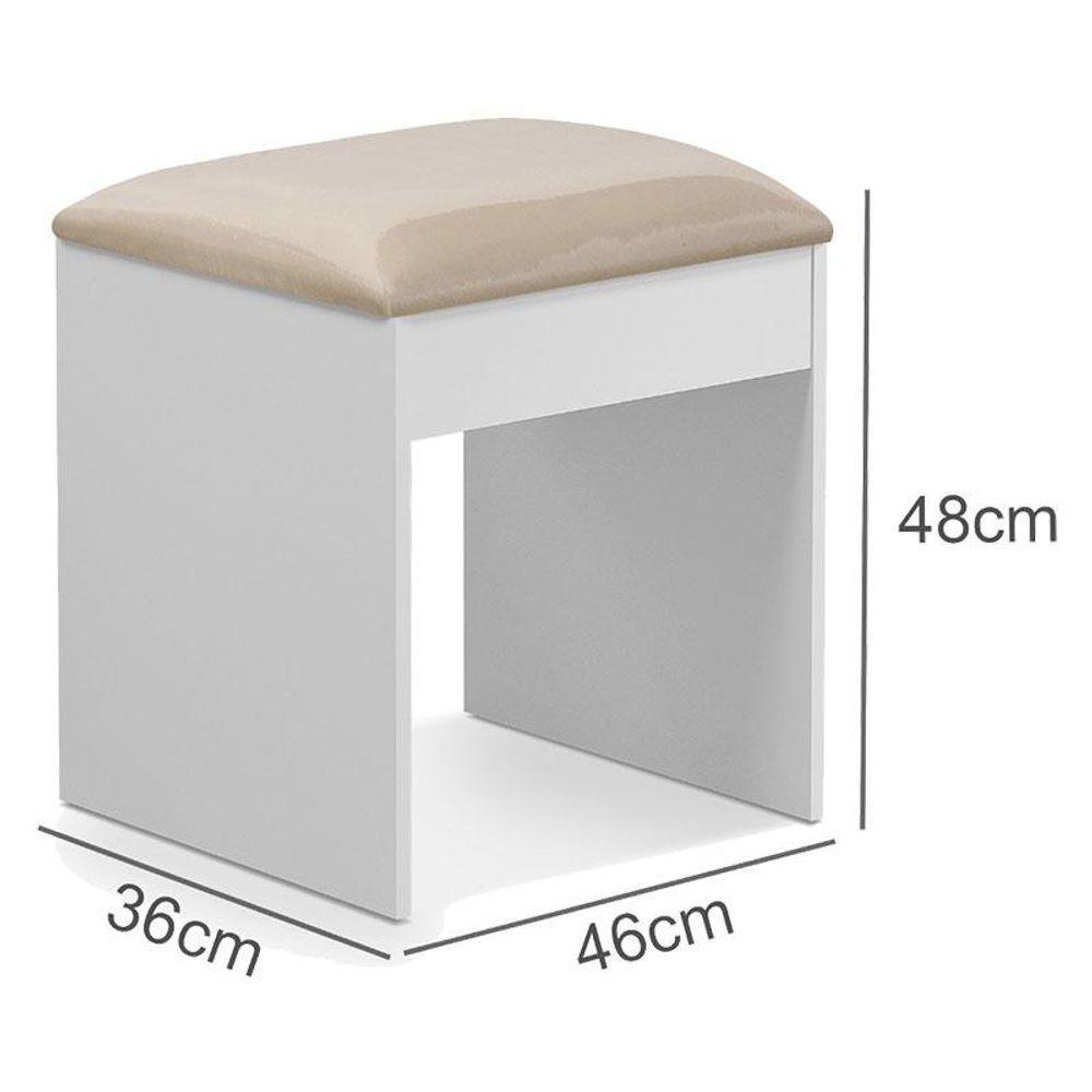 Penteadeira Camarim E Banqueta Maia Com Almofada Branco - Luapa Móveis - 8