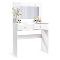 Penteadeira Camarim E Banqueta Maia Com Almofada Branco - Luapa Móveis - 2