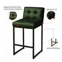Banqueta Cozinha Alta Com Encosto Industrial Preto Lirina Pu C05 - D'rossi Verde - 3