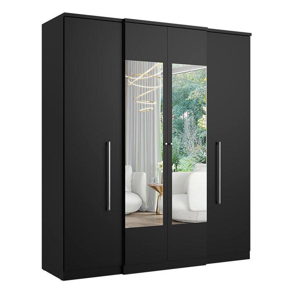 Guarda Roupa Casal Splendore Glass 4 Portas Preto Acetinado - Thb - 1