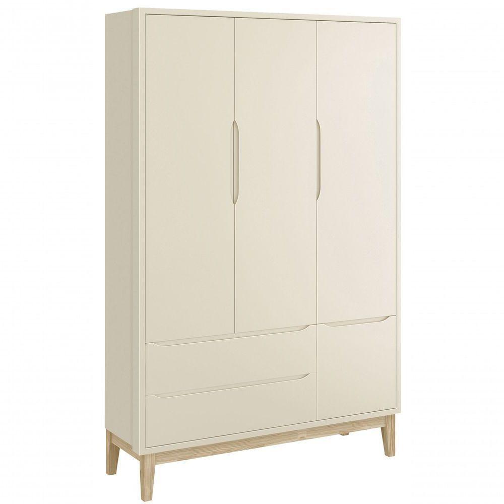 Guarda-roupa Retrô 3 Portas Classic New Areia Fosco Com Natural - Reller - 1