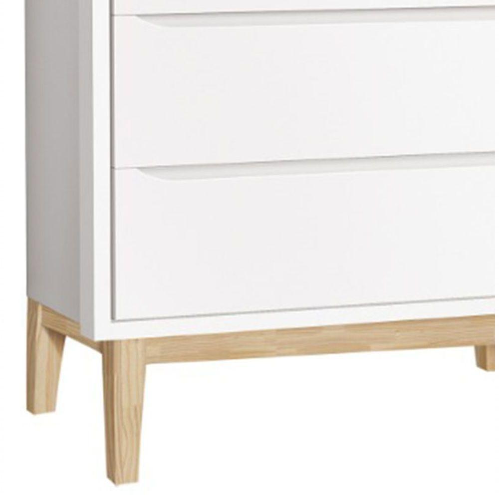 Cômoda Gaveteiro Classic New Branco Fosco Com Natural - Moveisaqui - 3