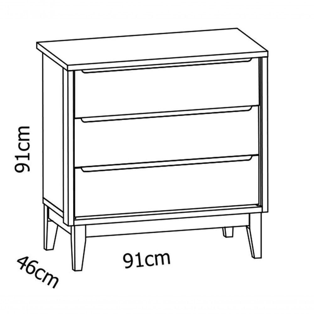 Cômoda Gaveteiro Classic New Branco Fosco Com Natural - Moveisaqui - 5