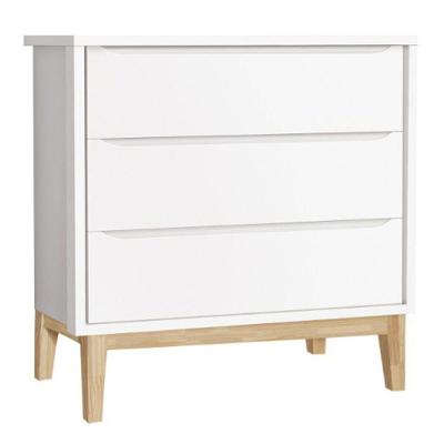 Cômoda Gaveteiro Classic New 3 Gavetas MDF Puxador Embutido Branco Fosco com Natural