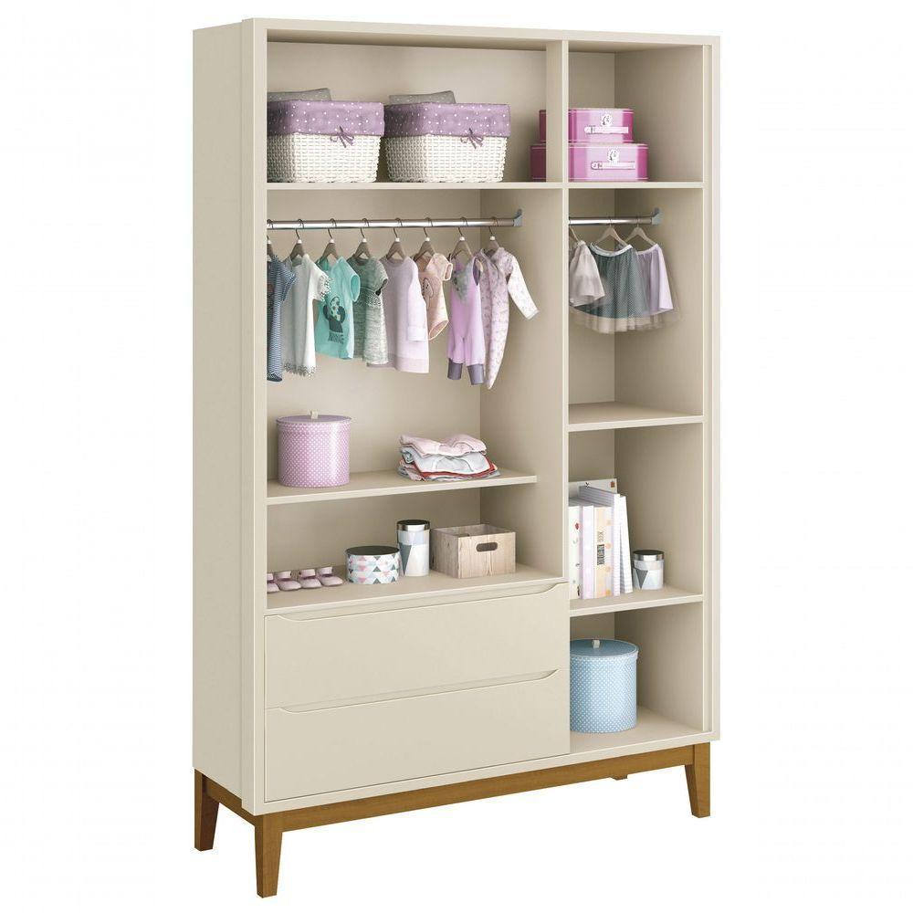 Guarda-roupa Retrô 3 Portas Classic New Areia Fosco Com Madeira - Moveisaqui - 5