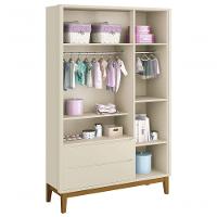 Guarda-roupa Retrô 3 Portas Classic New Areia Fosco Com Madeira - Moveisaqui - 5