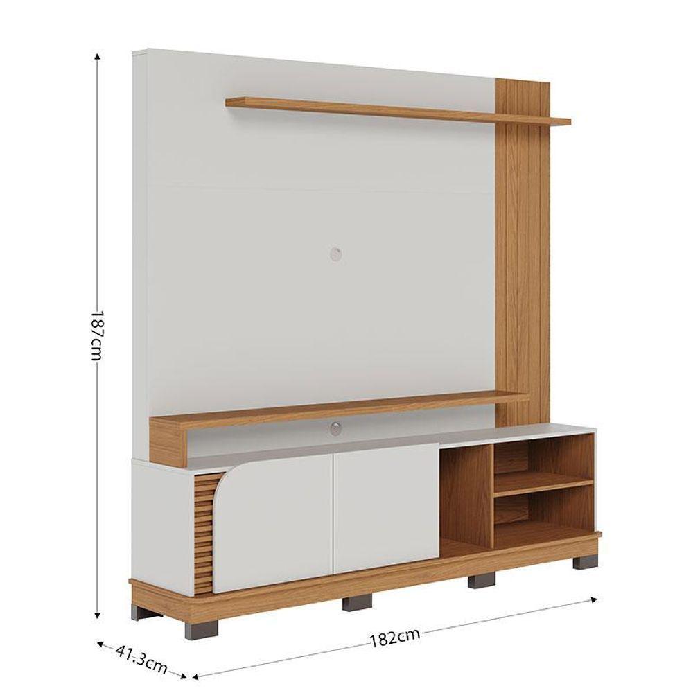 Estante Home Theater Jurerê 1.8 Off White Matte Freijó Com Mesa De Centro Jeri Freijó Off White - Colibri - 4