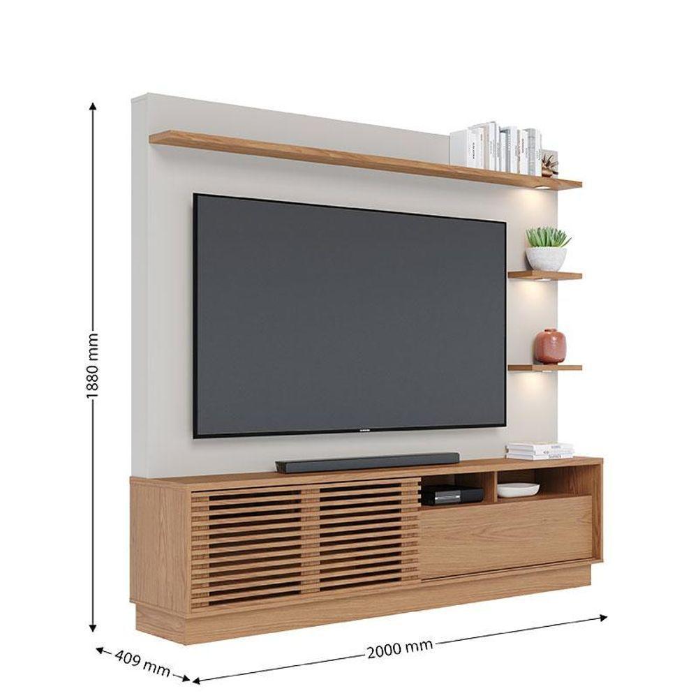 Estante Home Theater Campeche Freijó Off White Matte Com Mesa De Centro Jeri Freijó Off White- Colibri - 4