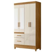 Guarda Roupa Solteiro Madri Com Espelho E Cômoda Vênus Freijó Off White - Moval - 2