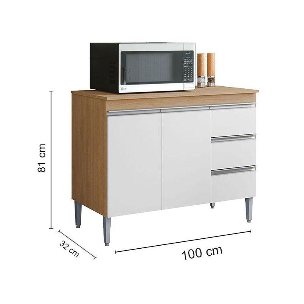 Armário Aéreo Andréia 80 Cm Balcão De Cozinha Com Tampo 100 Cm Branco Amêndoa - Ajl - 5