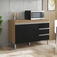 Armário Aéreo Andréia 80 Cm Balcão De Cozinha Com Tampo 100 Cm Preto Amêndoa - Ajl - 5