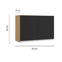 Armário Aéreo Andréia 80 Cm Balcão De Cozinha Com Tampo 100 Cm Preto Amêndoa - Ajl - 6