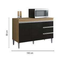 Armário Aéreo Andréia 80 Cm Balcão De Cozinha Com Tampo 100 Cm Preto Amêndoa - Ajl - 7