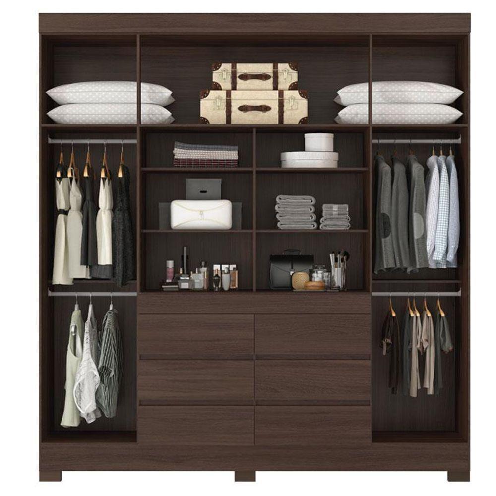 Guarda Roupa Casal Cádis Com Cômoda Astral Café Touch - Demóbile - 3