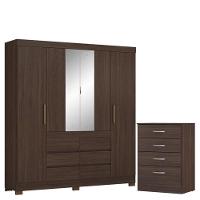 Guarda Roupa Casal Cádis Com Cômoda Astral Café Touch - Demóbile - 1