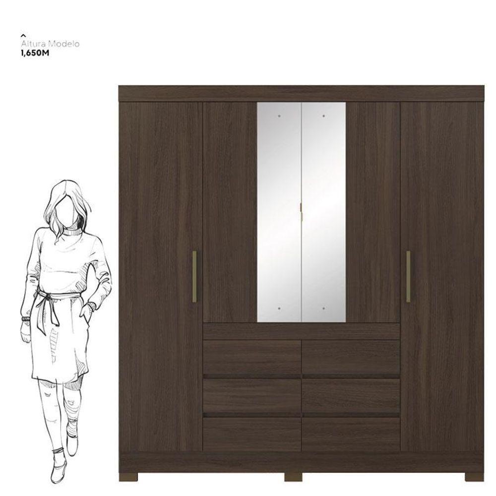 Guarda Roupa Casal Cádis Com Cômoda London Café - Demóbile - 3