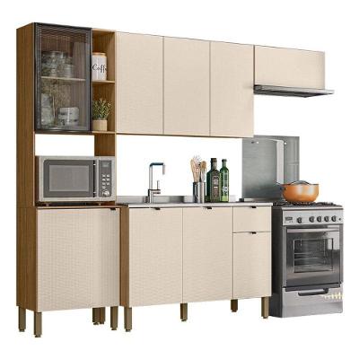 Cozinha Compacta Vert Plus em MDF 250.7cm Amadeirado com Balcão para Pia