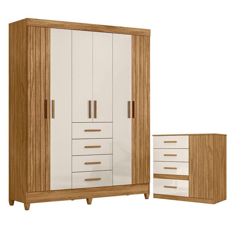 Guarda Roupa Solteiro Aruba E Cômoda Vênus Freijó Off White - Moval - 1