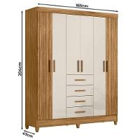 Guarda Roupa Solteiro Aruba E Cômoda Vênus Freijó Off White - Moval